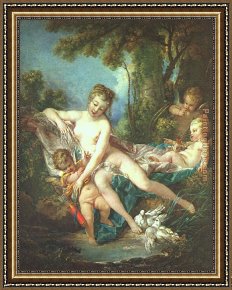 Love Framed Paintings - Venus Consoling Love by Francois Boucher