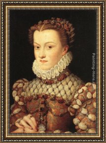 Caterina Cornaro, Queen of Cyprus Framed Paintings - Elisabeth of Austria, Queen of France by Francois Clouet