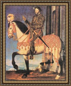 The King And The Beggar-maid Framed Paintings - Portrait of Francis I, King of France by Francois Clouet