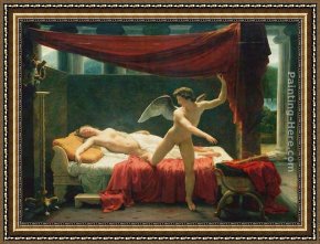 D'amour Framed Paintings - L'Amour et Psych&eacute; by Francois-Edouard Picot