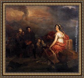 Cape Framed Paintings - Corinne at Cape Miseno by Francois Gerard