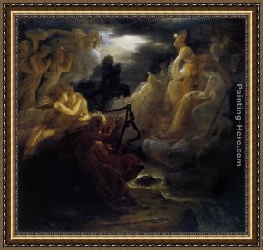 Spirits at Play II Framed Paintings - Ossian Awakening the Spirits on the Banks of the Lora with the Sound of his Harp by Francois Gerard