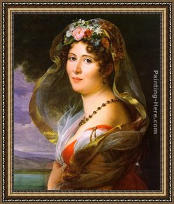 Portrait of a Lady Holding a Fan Framed Paintings - Portrait of a Lady by Francois Gerard