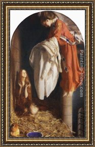 Receiving The News Framed Paintings - St. Agnes in Prison Receiving from Heaven the `Shining White Garment' by Frank Cadogan Cowper