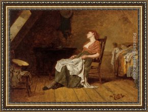 Silent Thoughts Framed Paintings - Far Away Thoughts by Frank Holl