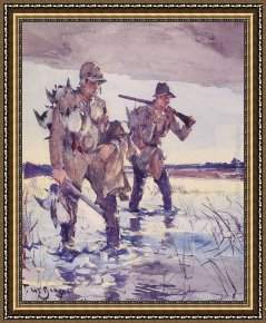 Mallard Duck Framed Paintings - Two Duck Hunters by Frank Weston Benson