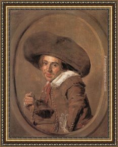 Frans Hals Framed Paintings - A Young Man in a Large Hat by Frans Hals