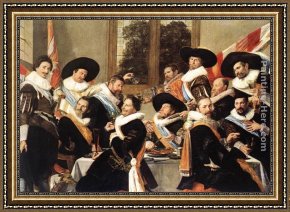 The Meagre Company Framed Paintings - Banquet of the Officers of the St George Civic Guard Company by Frans Hals