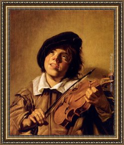 Frans Hals Framed Paintings - Boy Playing A Violin by Frans Hals
