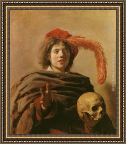 Frans Hals Framed Paintings - Boy with a Skull by Frans Hals