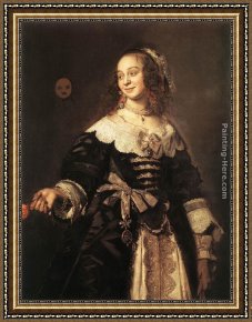 Frans Hals Framed Paintings - Isabella Coymans by Frans Hals