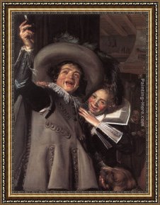 Frans Hals Framed Paintings - Jonker Ramp and his Sweetheart by Frans Hals