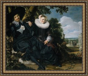 The Mystic Marriage of St. Catherine Framed Paintings - Marriage Portrait of Isaac Massa en Beatrix van der Laen by Frans Hals