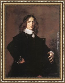 Portrait of a Monk of The Benedictine Order, Holding a Skull Framed Paintings - Portrait of a Seated Man Holding a Hat by Frans Hals