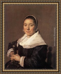 Portrait of a Woman Framed Paintings - Portrait of a Seated Woman (presumedly Maria Vernatti) by Frans Hals