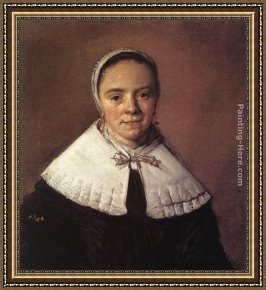 Portrait of a Woman Framed Paintings - Portrait of a Woman by Frans Hals