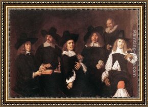 Frans Hals Framed Paintings - Regents of the Old Men's Alms House by Frans Hals