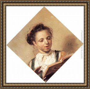Cowboy Singing Framed Paintings - Singing Girl by Frans Hals