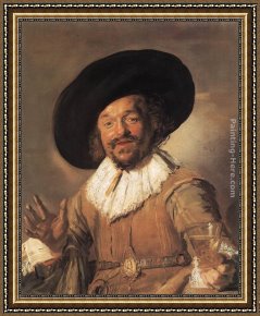 Frans Hals Framed Paintings - The Merry Drinker by Frans Hals