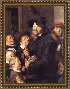 Frans Hals Framed Paintings - The Rommel Pot Player by Frans Hals