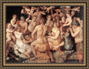 One of Their Gods Framed Paintings - Banquet of the Gods by Frans the elder Floris