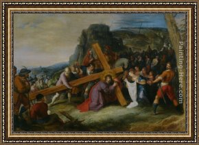 Return From Calvary Framed Paintings - Saint Veronica Offering her Veil to Christ on his Route to Calvary by Frans the younger Francken