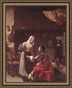 Frans Van Mieris Framed Paintings - Brothel Scene by Frans van Mieris