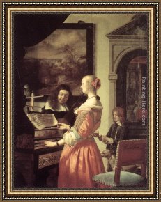 Frans Van Mieris Framed Paintings - Duet by Frans van Mieris