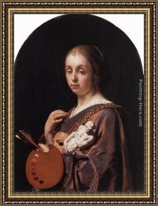 Frans Van Mieris Framed Paintings - Pictura (an allegory of painting) by Frans van Mieris