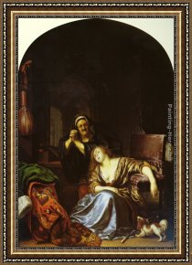Frans Van Mieris Framed Paintings - The Death of Lucretia by Frans van Mieris