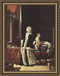 Frans Van Mieris Framed Paintings - Young woman in the morning by Frans van Mieris