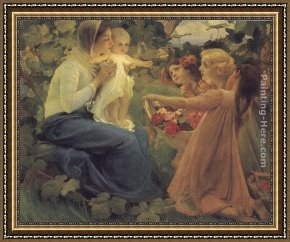 Presenting Framed Paintings - Presenting Flowers to the Infant by Franz Dvorak