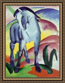 The Blue Window Framed Paintings - Blue Horse by Franz Marc
