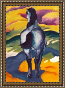 Blue Framed Paintings - Blue Horse II by Franz Marc
