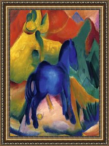 Marc Framed Paintings - Blue Horses by Franz Marc