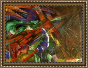 Marc Framed Paintings - Fate of the Animals by Franz Marc