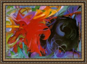 Marc Framed Paintings - fighting forms by Franz Marc