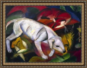 Hund Fuchs Und Katze Framed Paintings - Hund Fuchs und Katze by Franz Marc