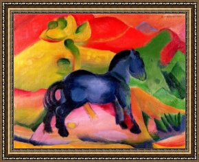 Marc Framed Paintings - Little Blue Horse by Franz Marc