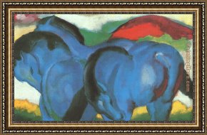 The Blue Window Framed Paintings - The Little Blue Horses by Franz Marc