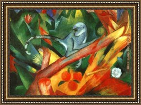 Marc Framed Paintings - The Monkey by Franz Marc
