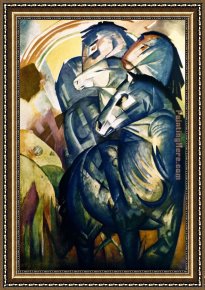 Der Jubil Framed Paintings - Turm der blauen Pferde by Franz Marc