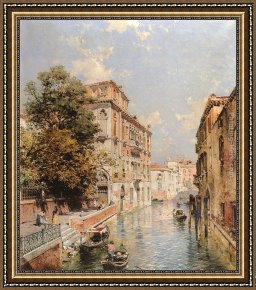 Rio Della Maddalena Framed Paintings - A View in Venice, Rio S. Marina by Franz Richard Unterberger