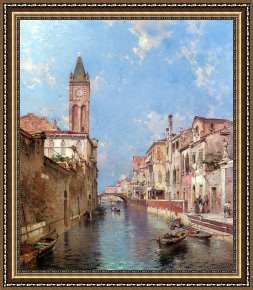 Rio Della Maddalena Framed Paintings - Rio St. Barnaba, Venice by Franz Richard Unterberger