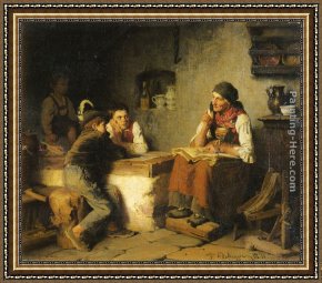 Blick Uber Die Sierra Nevada Framed Paintings - Die Marchenerzahlerin by Franz Von Defregger