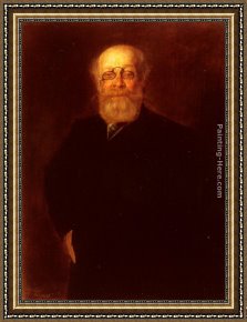 Cap Gris-nez Framed Paintings - Portrait Of A Bearded Gentleman Wearing A Pince-Nez by Franz von Lenbach