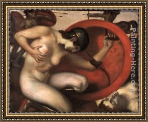 Wounded Montenegrin Framed Paintings - Wounded Amazon by Franz von Stuck