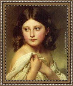 Young Girl Reading Framed Paintings - A Young Girl called Princess Charlotte by Franz Xavier Winterhalter