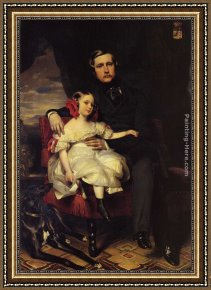The Daughters of Judah in Babylon Framed Paintings - Napoleon Alexandre Louis Joseph Berthier, Prince de Wagram and his Daughter, Malcy Louise Caroline Frederique by Franz Xavier Winterhalter