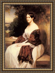 Madame Framed Paintings - Portrait of Madame Ackerman, the wife of the Chief Finance Minister of King Louis Philippe by Franz Xavier Winterhalter